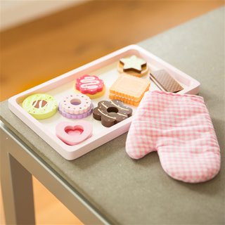 Dienblad met 8 koekjes en ovenwant